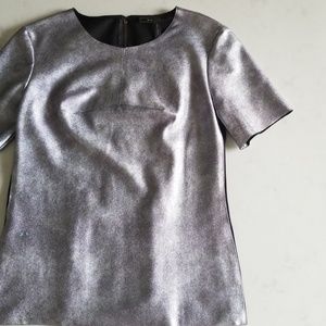 BCBGMaxAzria Silver Metallic faux leather top